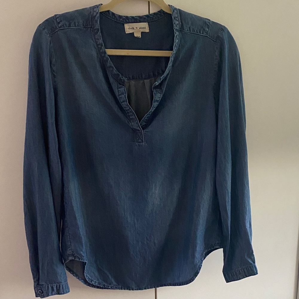 Cloth & Stone Denim Blue Blouse